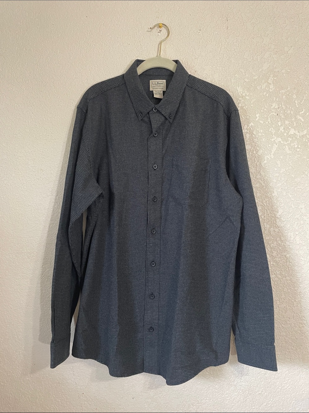(New ) L.L.Bean Men's Navy Button-Down Flannel Shirt (100% cotton